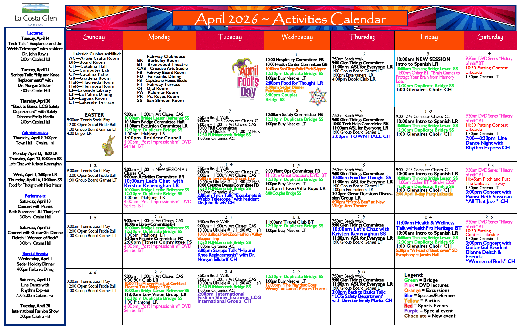April activity calendar