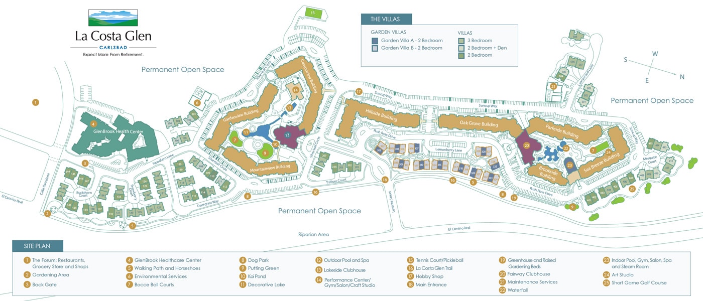 A map of the La Costa Glen grounds