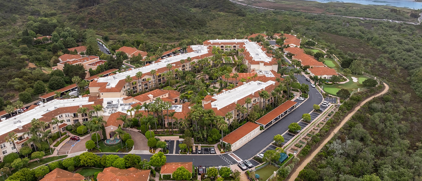 An arial view of the grounds at La Costa Glen